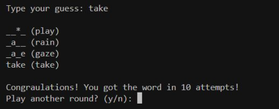 my wordle bot played on the console of VS code